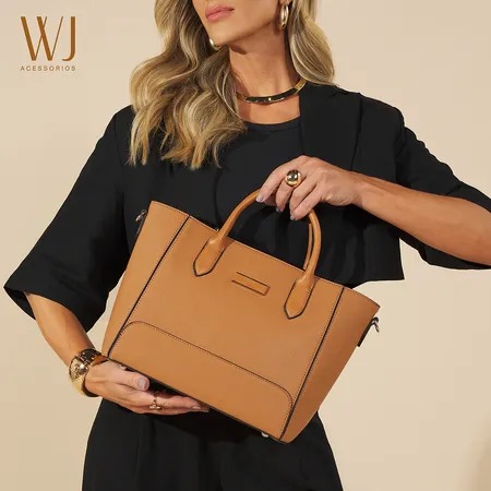 Bolsa Satchel Grande Básica WJ - Caramelo