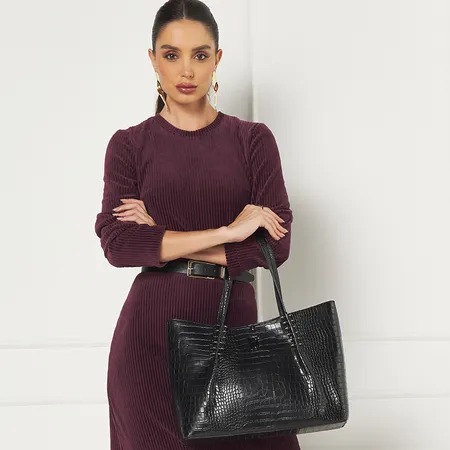 Bolsa Bag Grande Croco e Spikes WJ - Preta