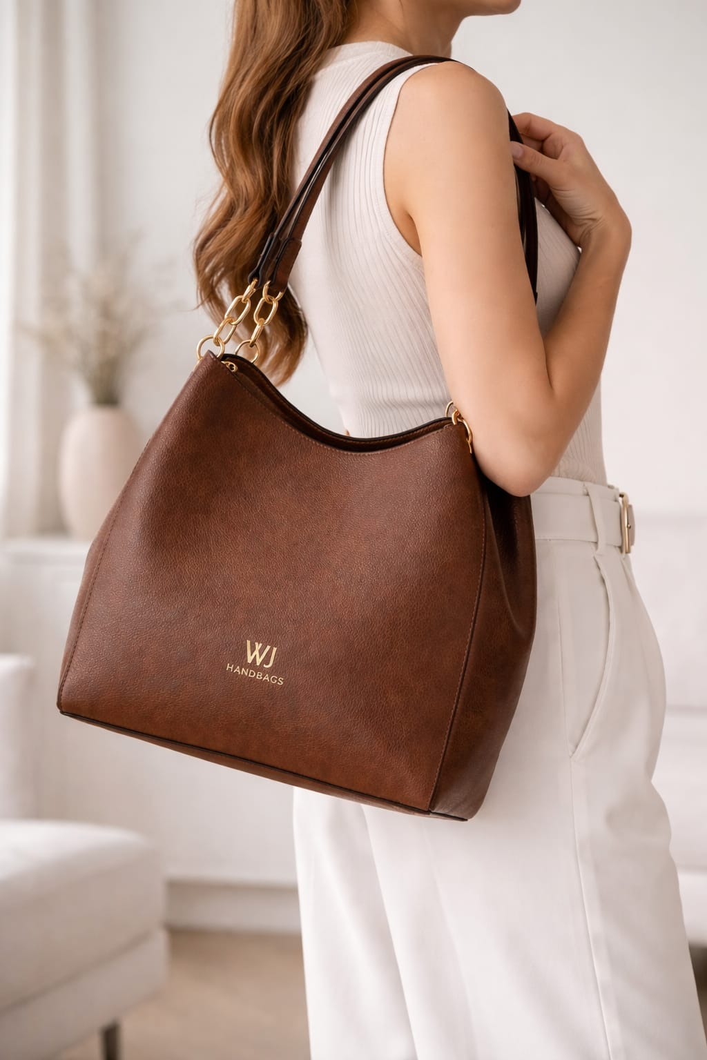 Bolsa Hobo Grande WJ Marrom Café.