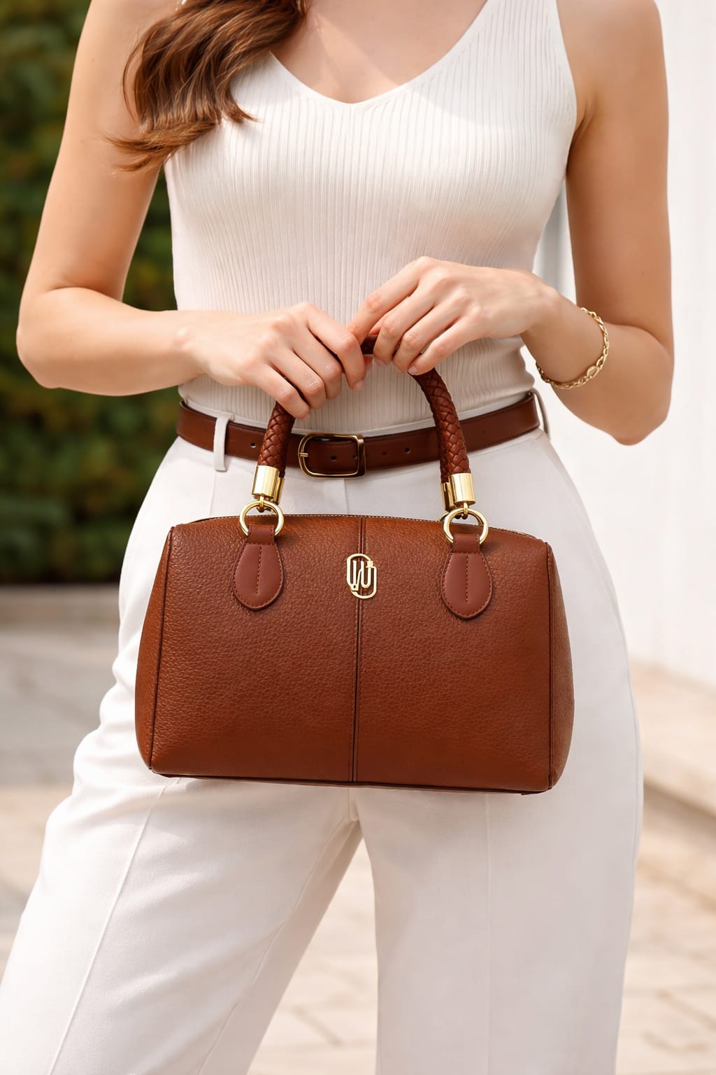 Bolsa Média WJ Elegance Laser Marrom.