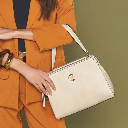 Bolsa Transversal Média WJ com Compartimentos Bege