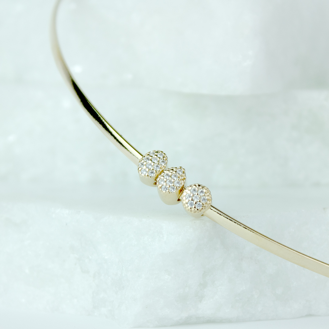 Colar Aro com Três Pingentes Cravejados Banhado a Ouro 18k