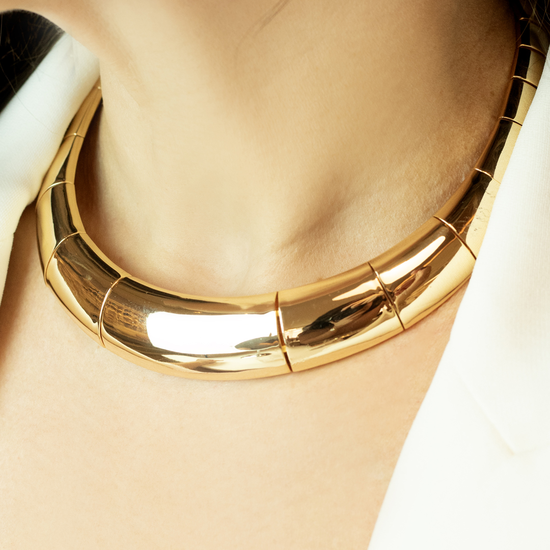 Colar Maxi Gomos Bojudos Banhado a Ouro 18k