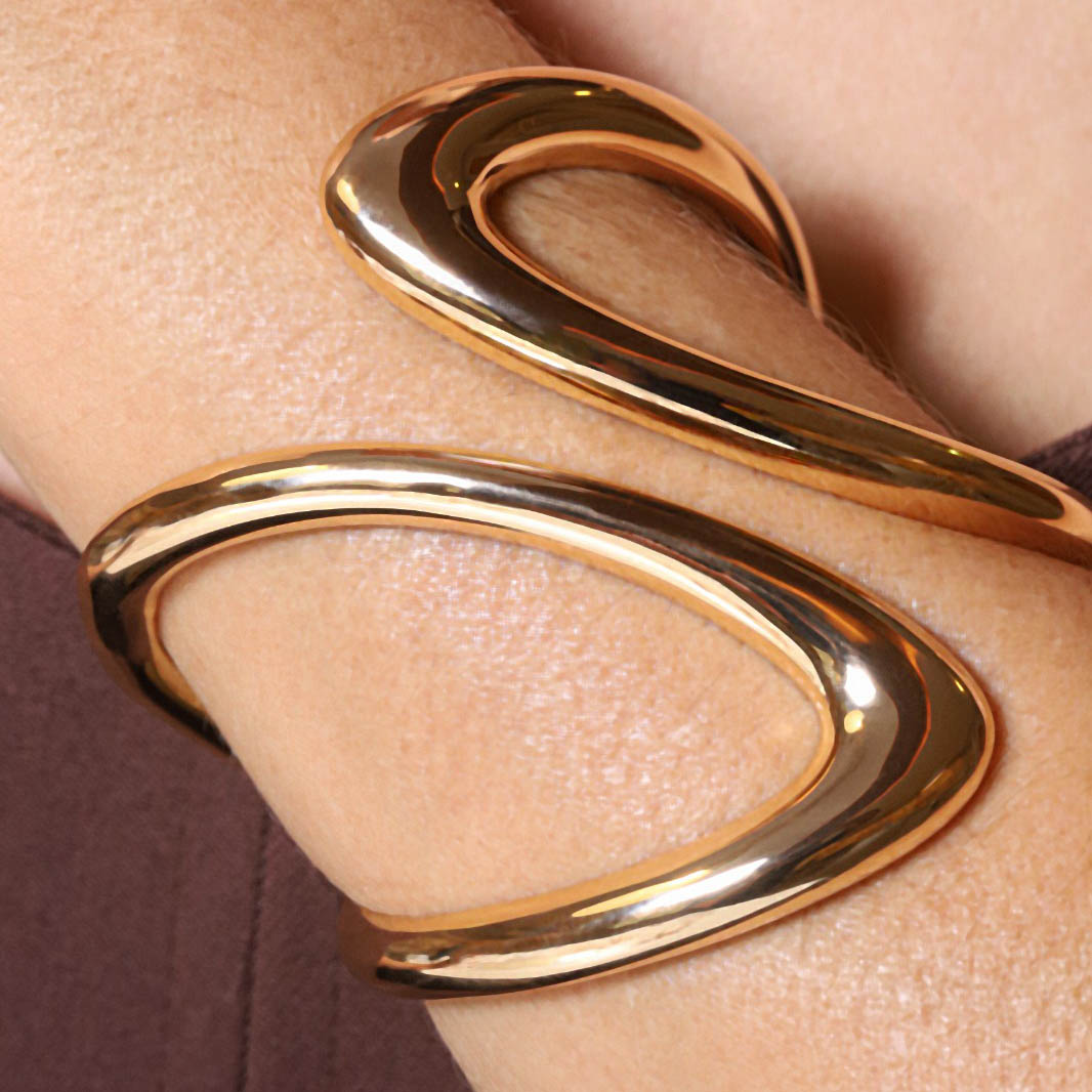 Bracelete Maxi Liso  Banhado a Ouro 18k