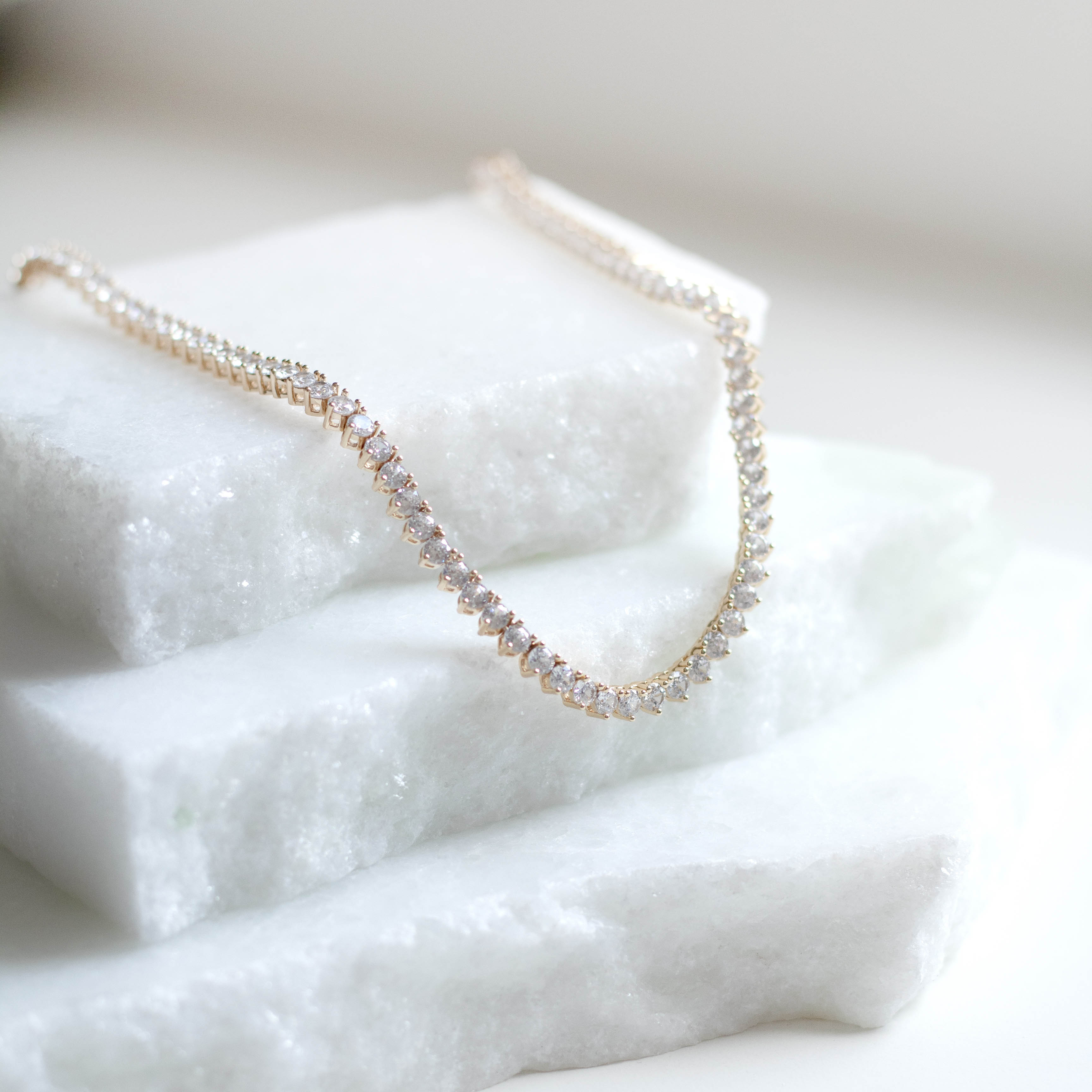 Colar Riviera 3 pontas Banhado a Ouro 18k