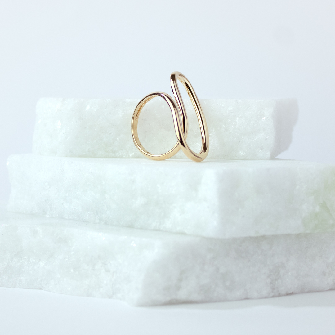 Anel Liso Clip Banhado a Ouro 18k