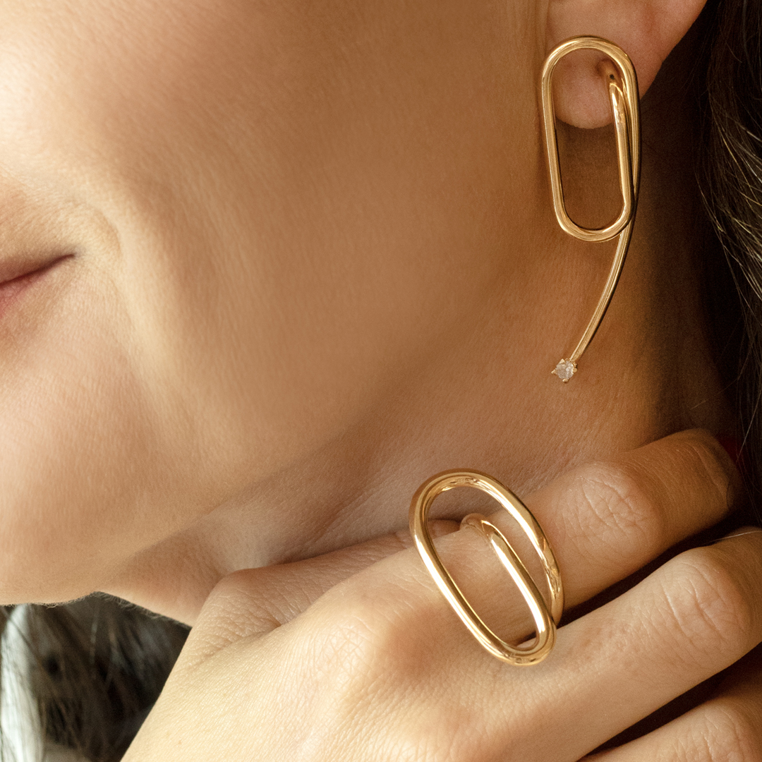 Anel Liso Clip Banhado a Ouro 18k
