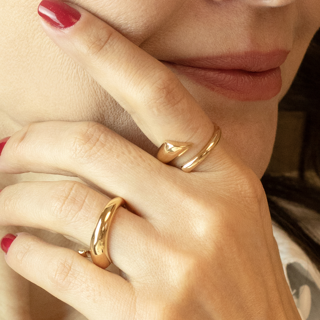 Anel Bojudo Minimalista Banhado a Ouro 18k