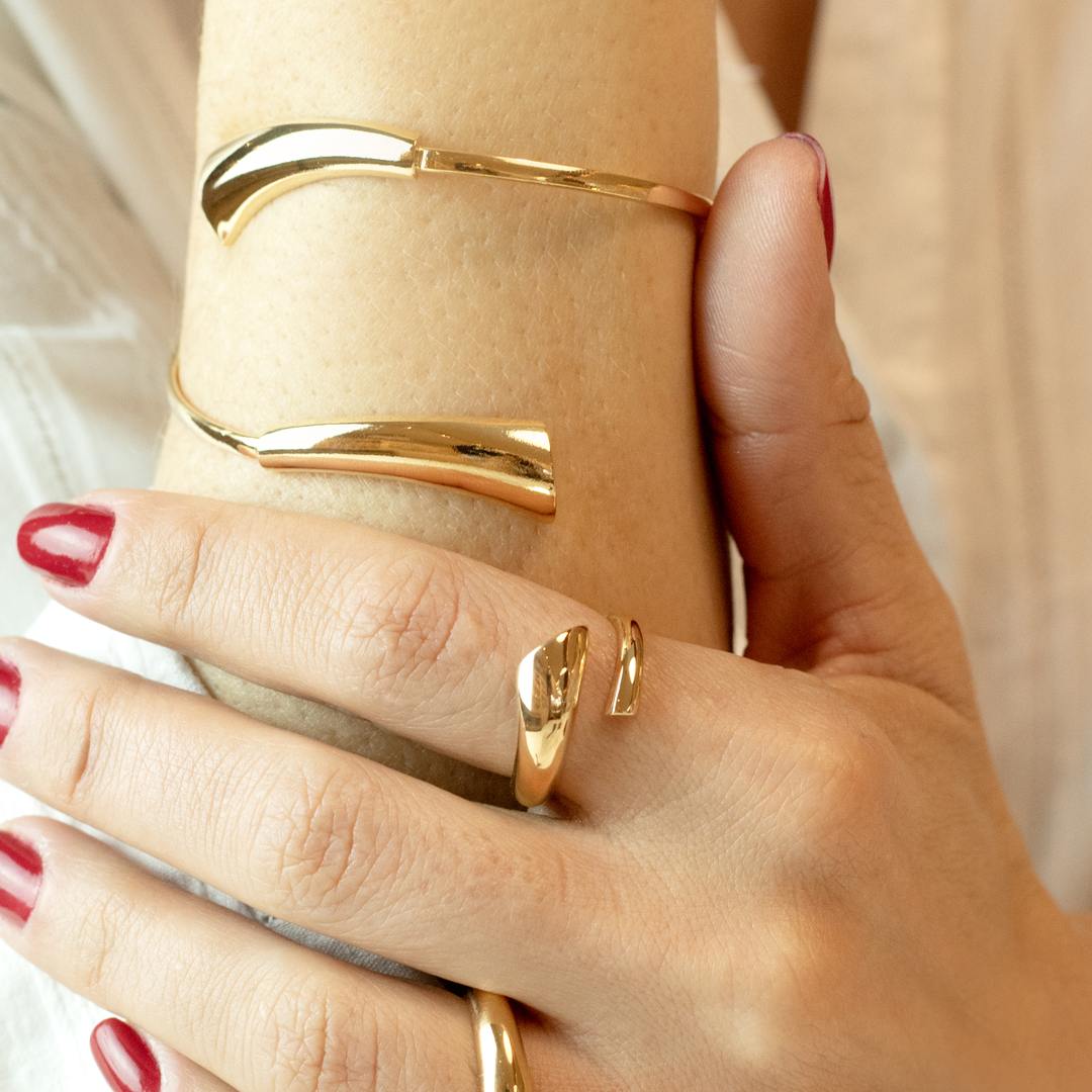 Anel Bojudo Minimalista Banhado a Ouro 18k