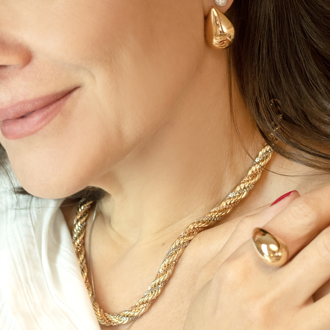 Colar Cordão Baiano Três Banhos Banhado a Ouro 18k