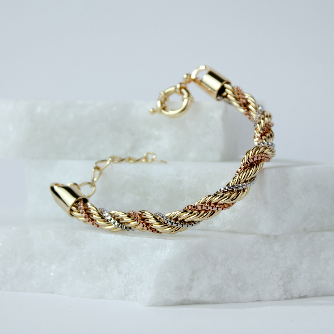 Pulseira Cordão Baiano Três Banhos Banhado a Ouro 18k