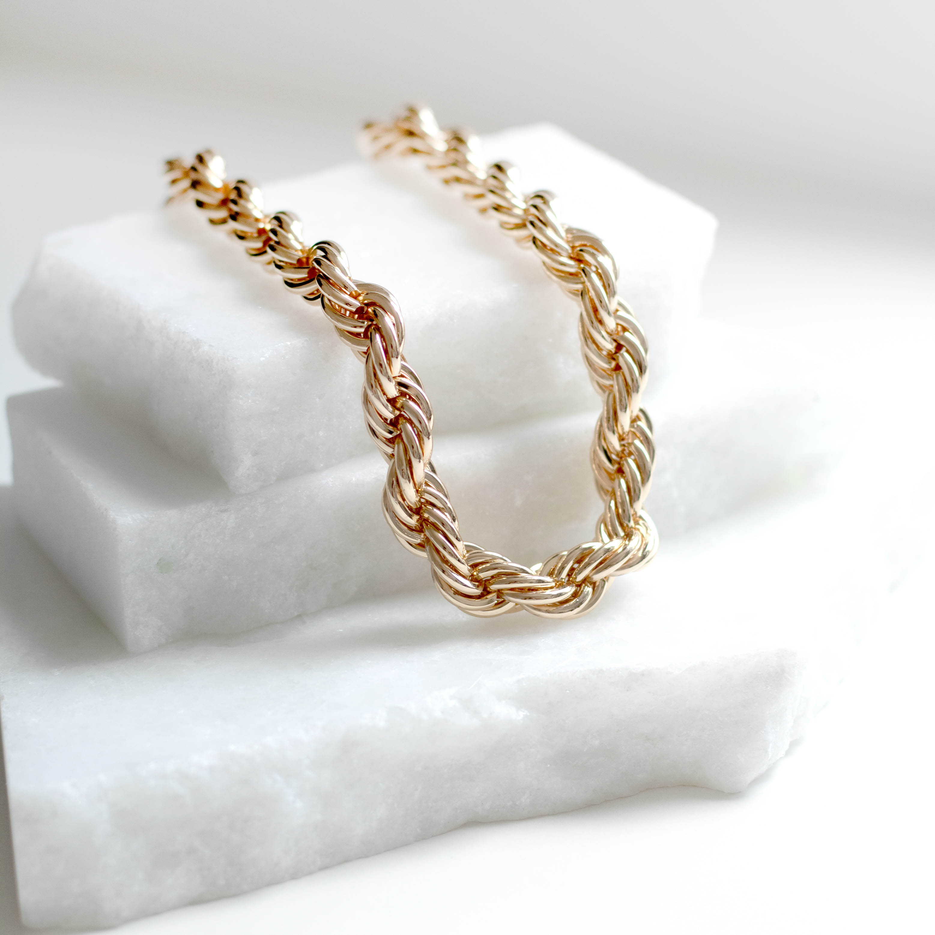 Colar Cordão Baiano 10 mm Banhado a Ouro 18k