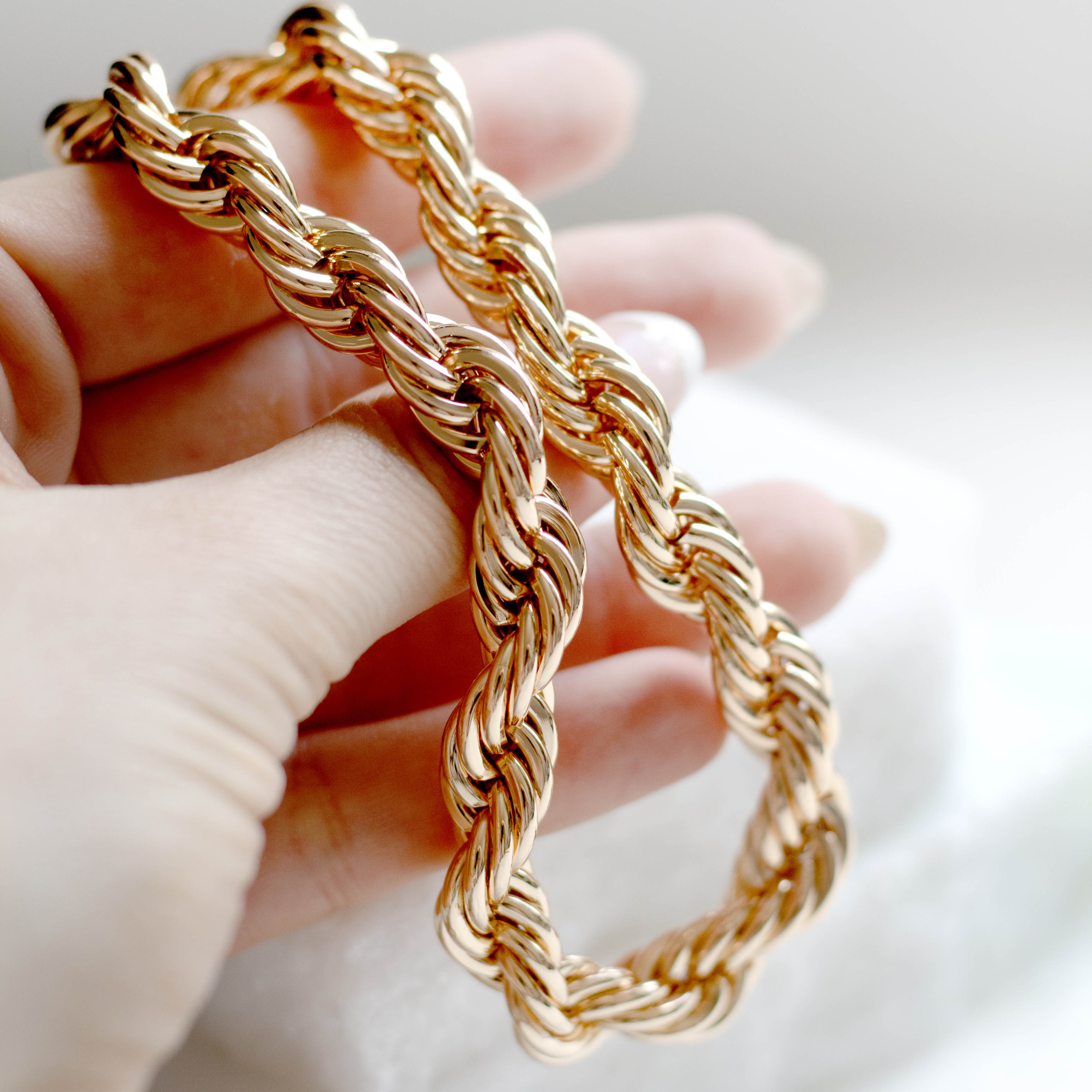 Colar Cordão Baiano 10 mm Banhado a Ouro 18k