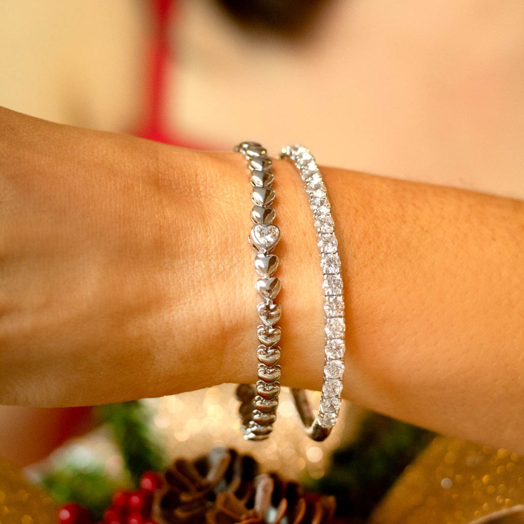 Bracelete Riviera de Zircônias Banhado a Ouro Branco