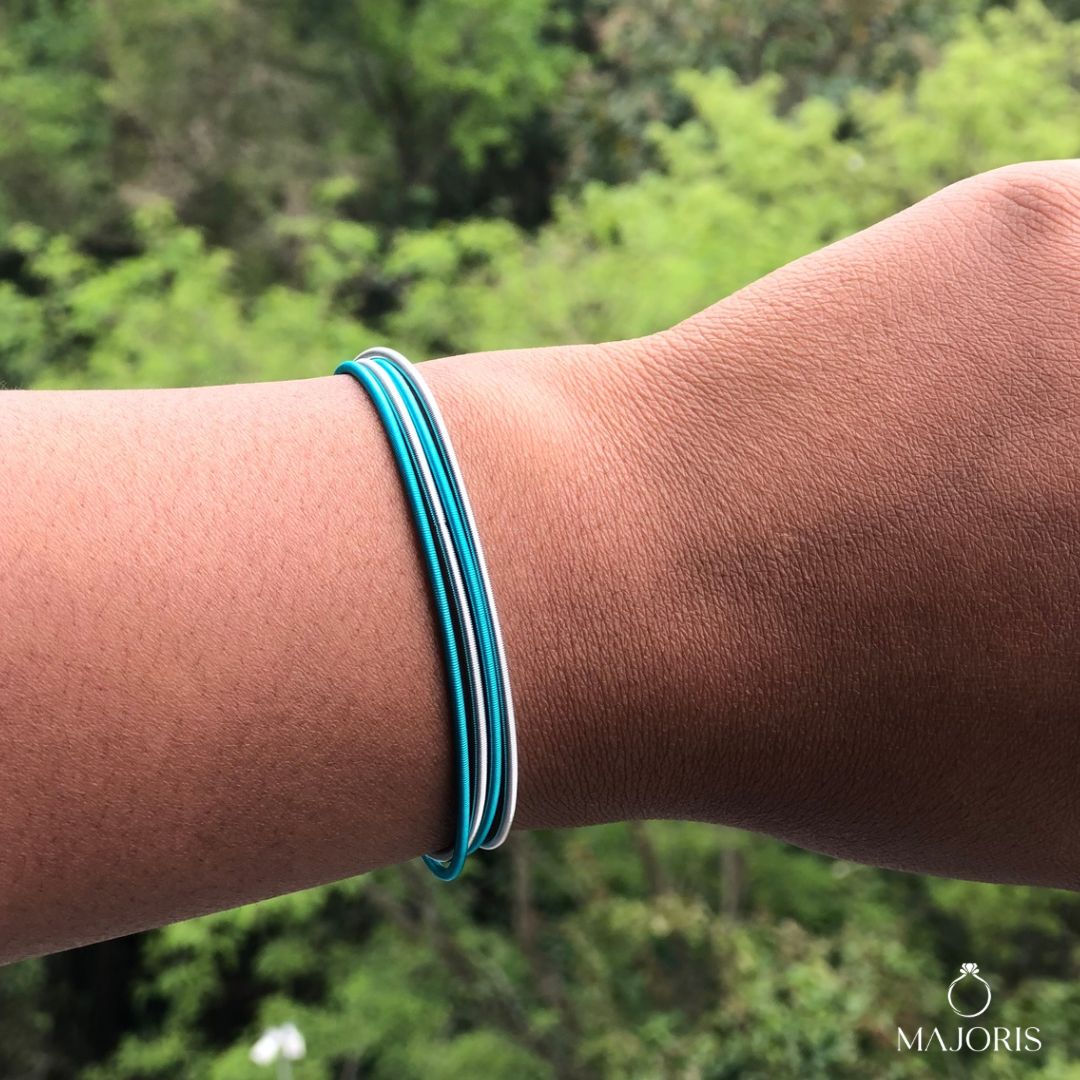 Pulseira Prata e Tiffany com 4 unidades
