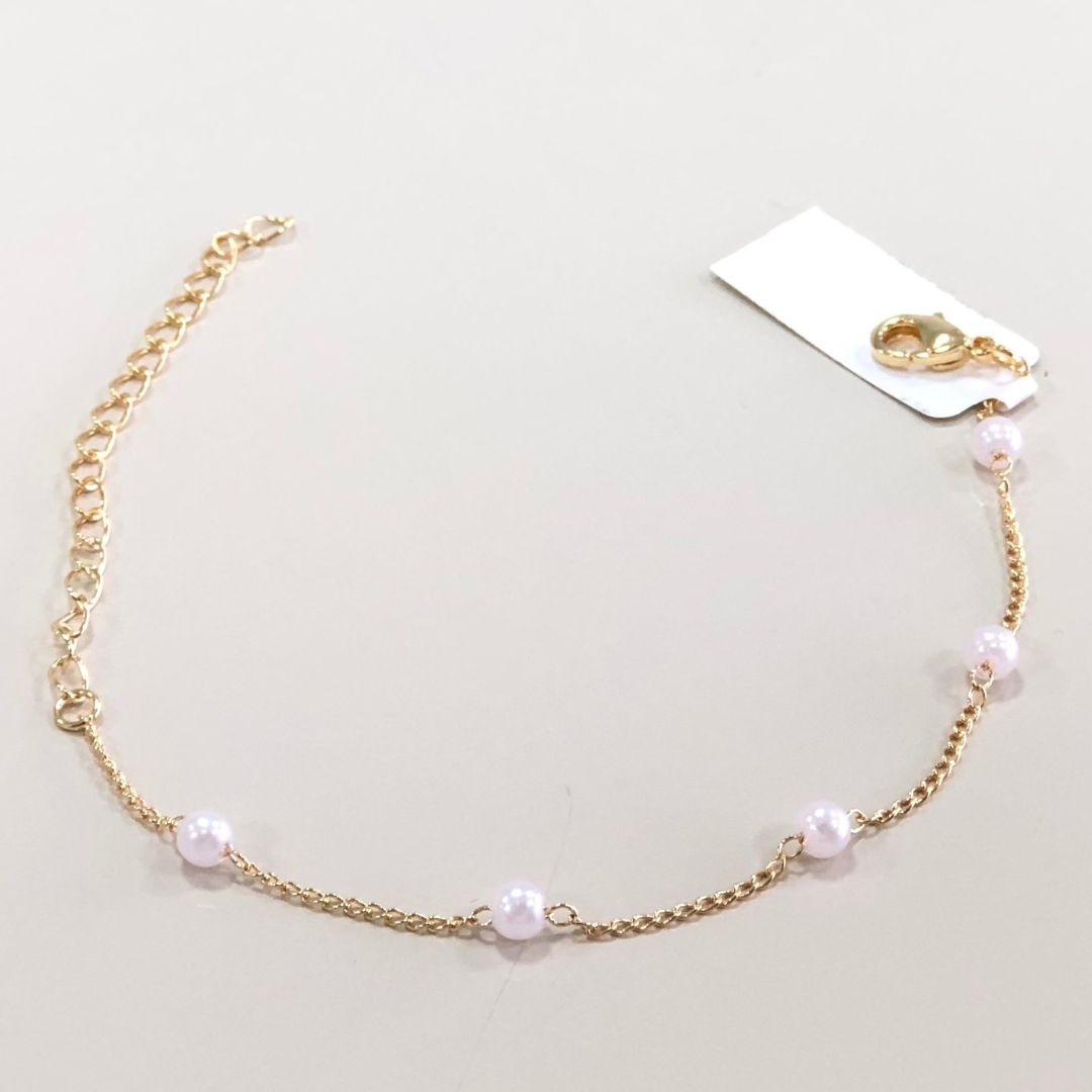 Pulseira Dourada Infantil Perolas