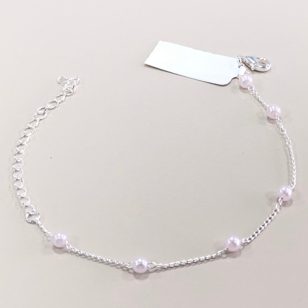 Pulseira Prata Infantil Perolas