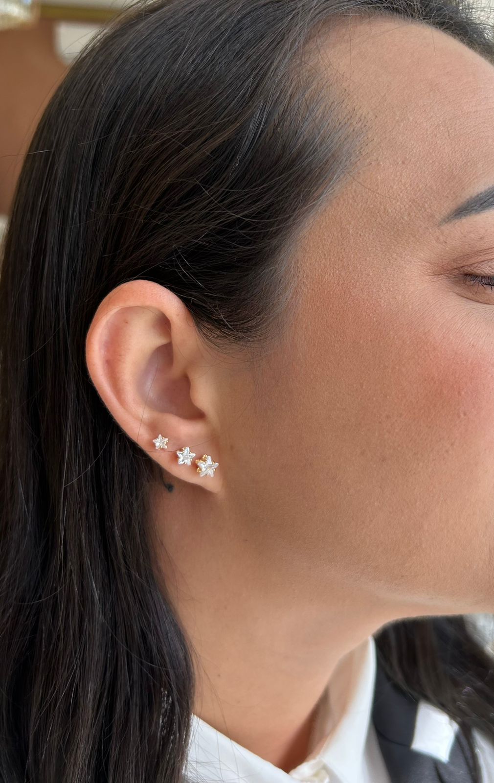 Brinco Trio Estrela de Zircônia