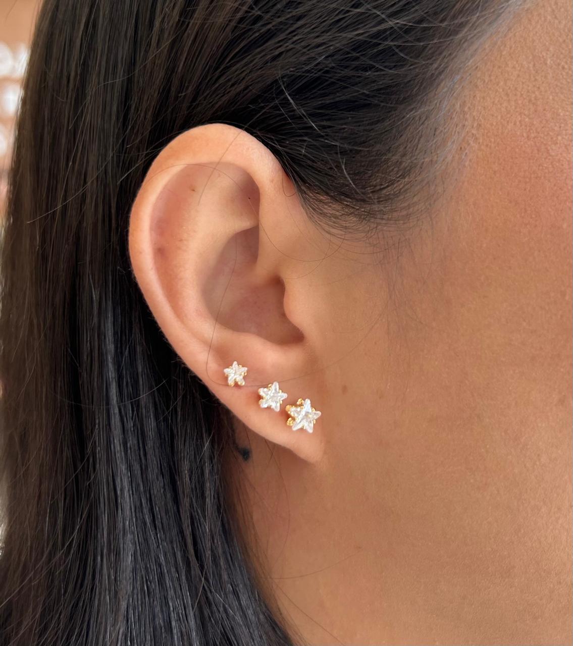 Brinco Trio Estrela de Zircônia