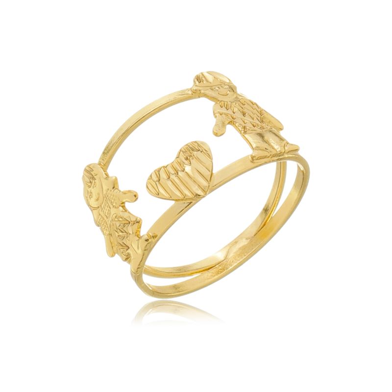 Anel filhos diamantado 3 cores