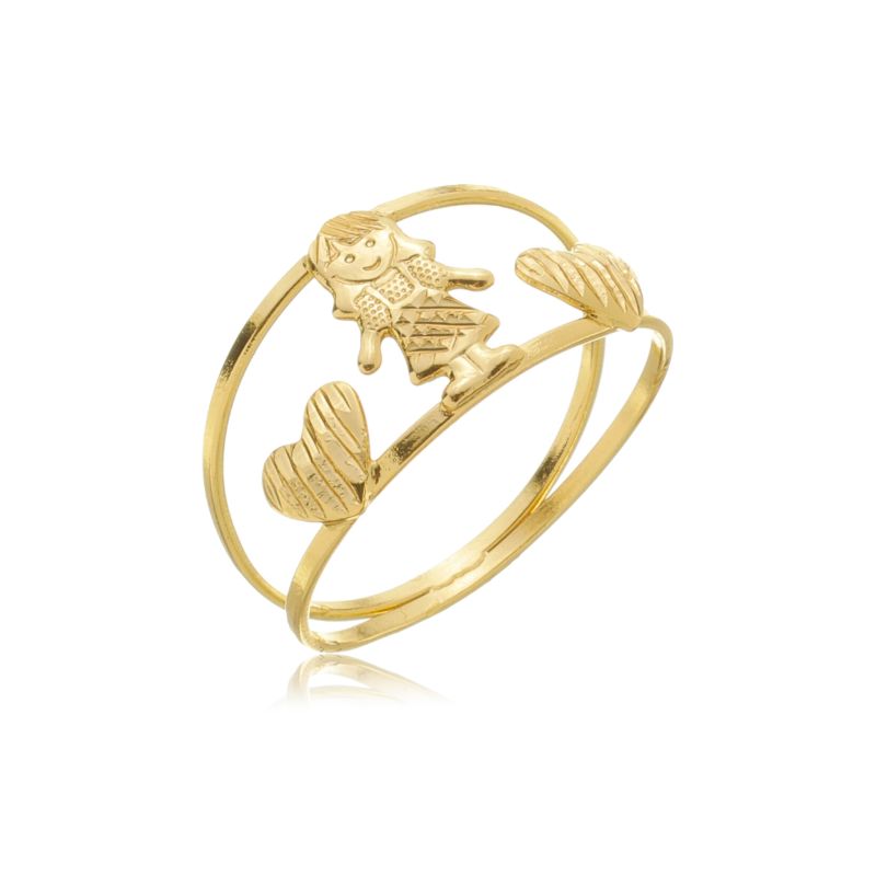 Anel filhos diamantado 3 cores