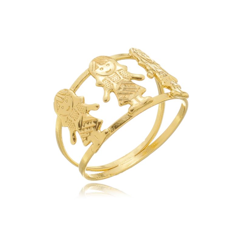 Anel filhos diamantado 3 cores