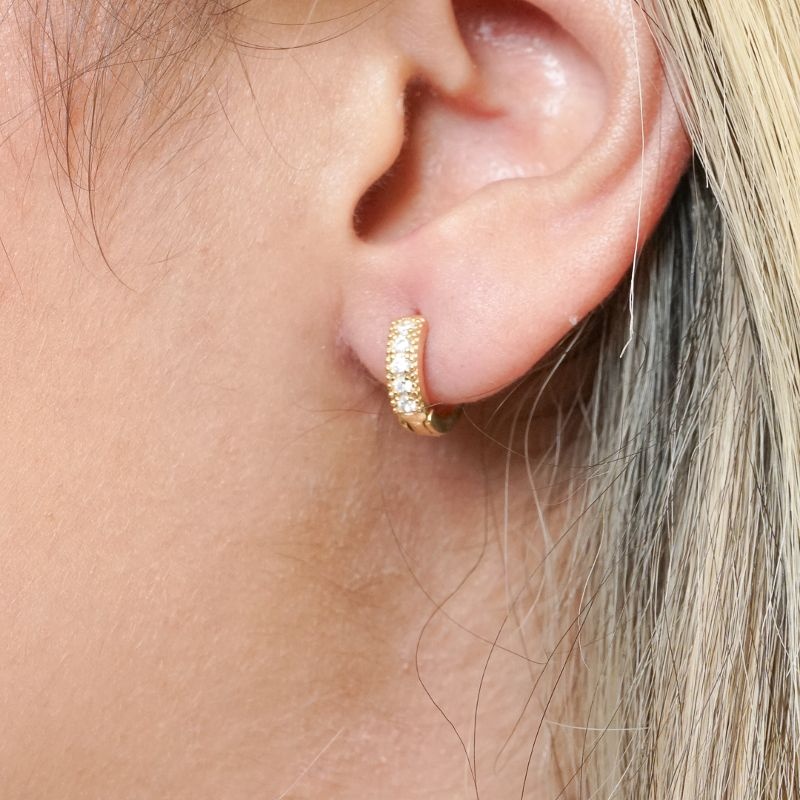 Brinco Argola MicroZircônia 1 Fileira 15 mm Cristal