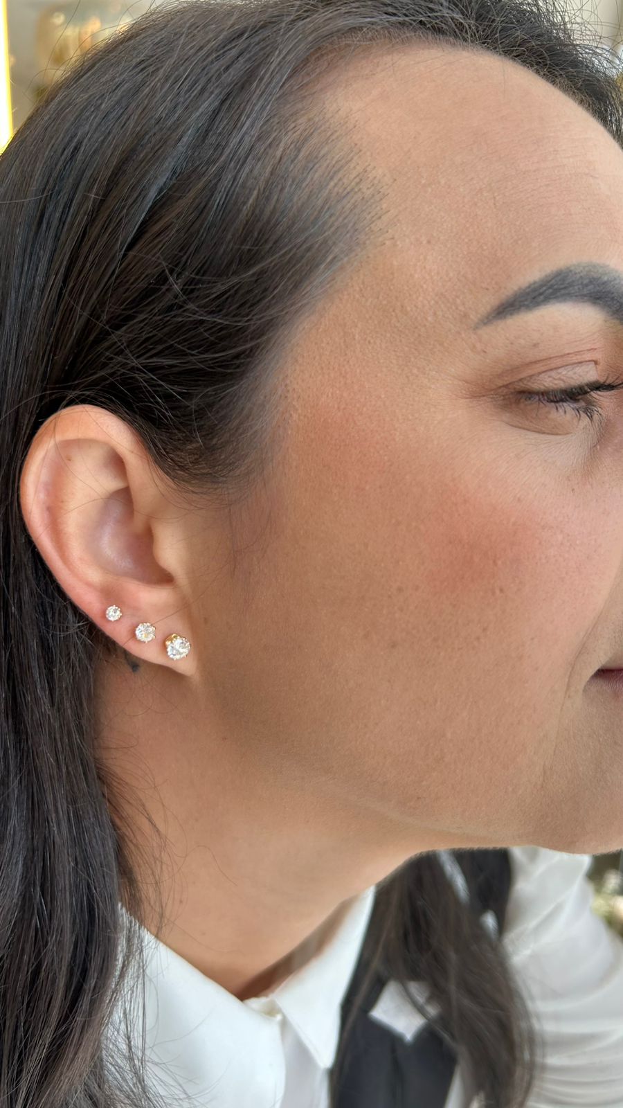 Brinco Trio Zircônia Cristal redondo 3/4/5 mm
