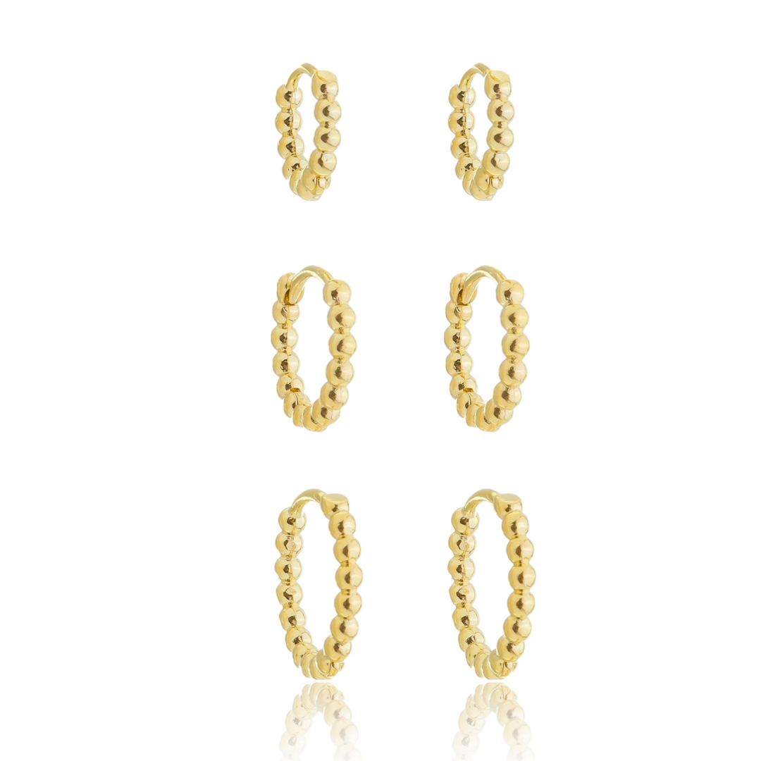 Trio Brinco Argolinha com Bolinhas