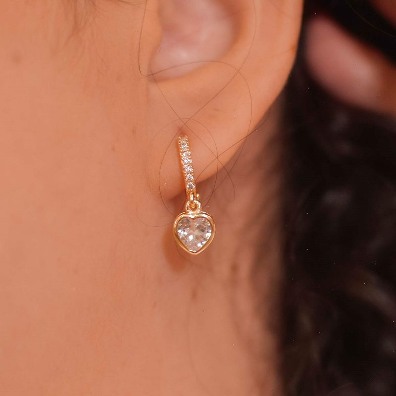 Brinco Argola Articulada Pingente Coração