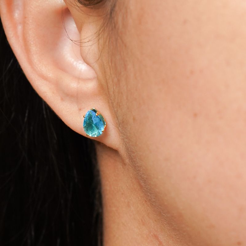 Brinco Zircônia Gota 6x8 Azul Claro