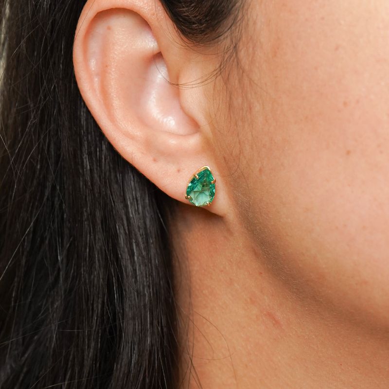 Brinco Zircônia Gota 8x10 Turmalina