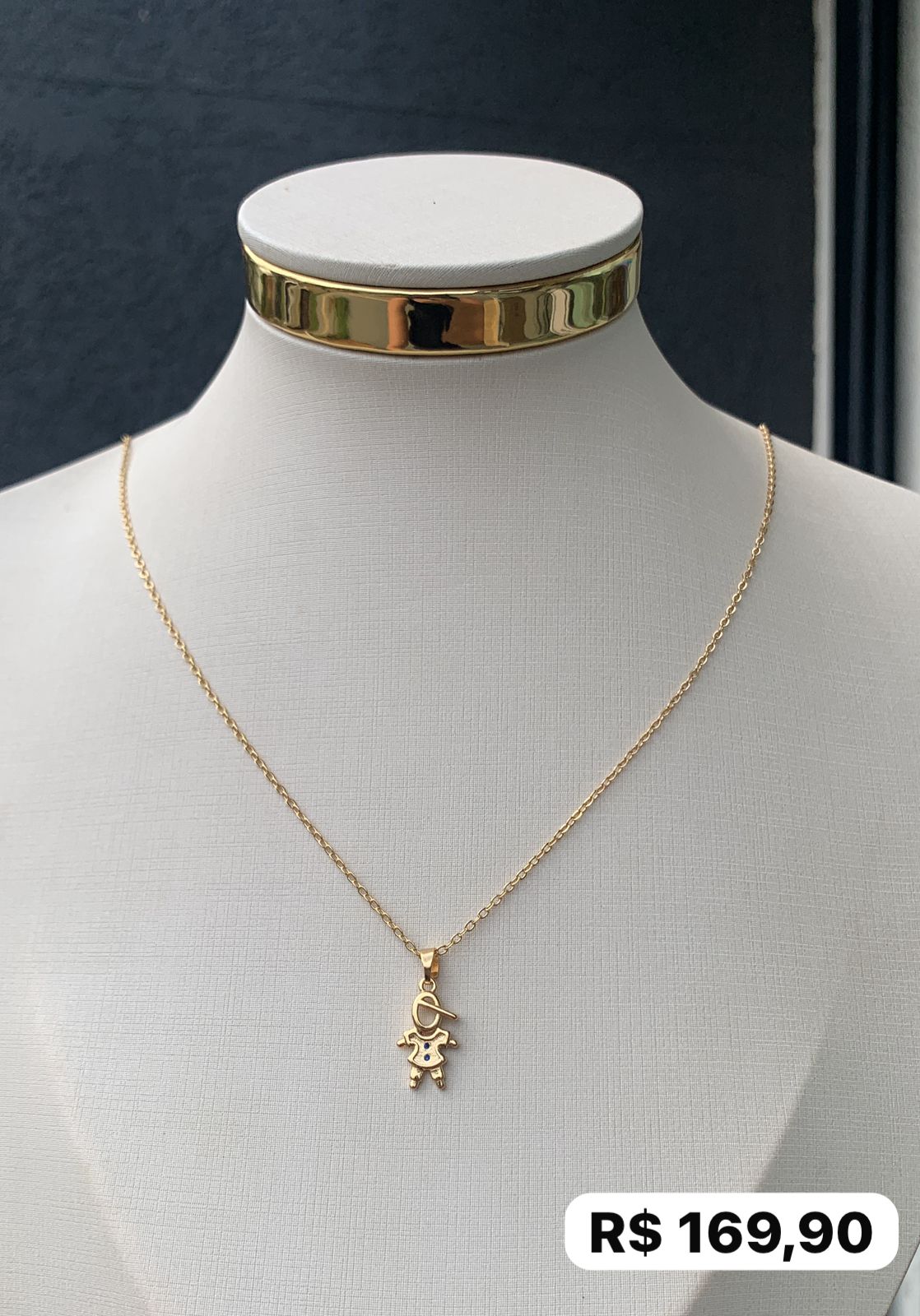 Colar Pingente Filho menino/menina Zircônia Azul/pink