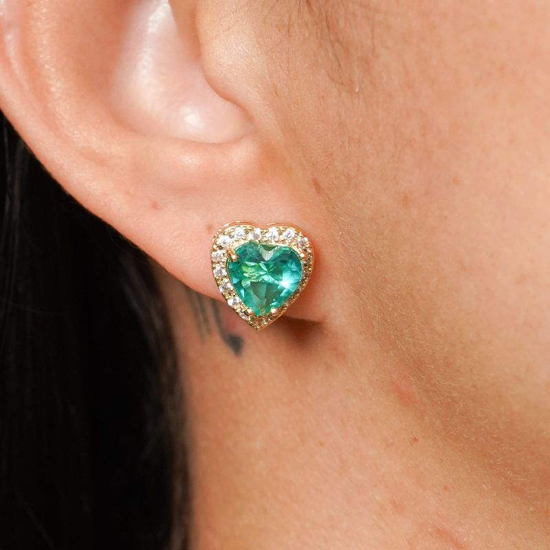 Brinco Coração Cravação em Volta