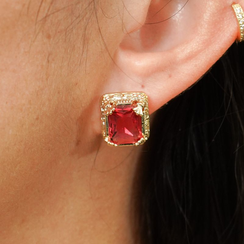 Brinco Retangular Luxo Pink