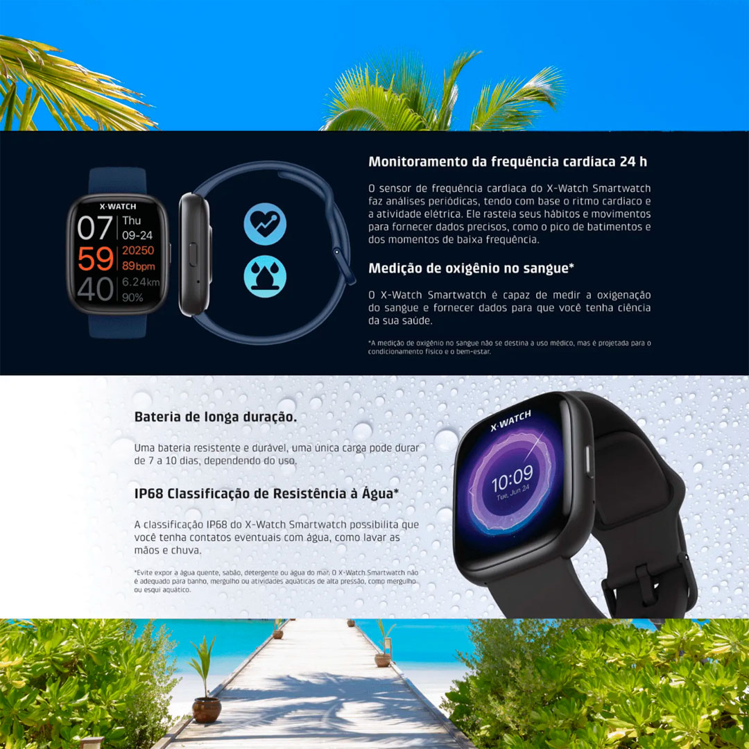 Relógio Smart X-Watch Preto XSWUQPI001A