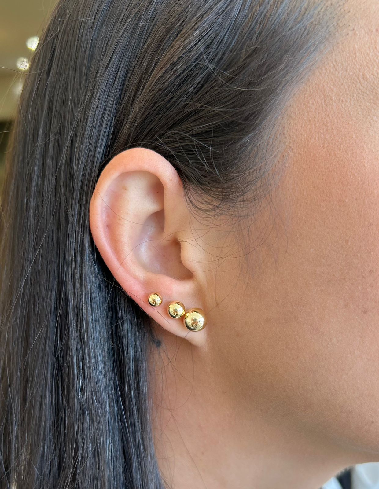 Brinco Trio de bolinha lisa 7/6/5 mm