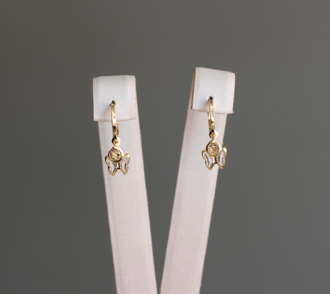 Brinco argolinha articulada com borboleta cristal + zirconia