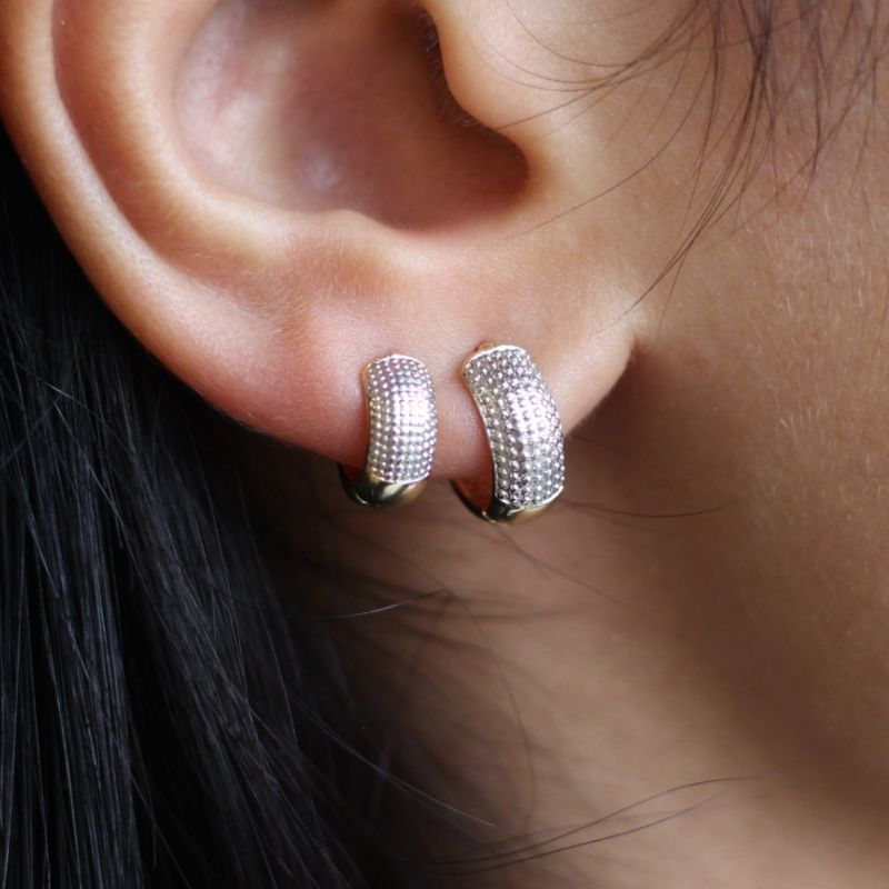 Duo Argolinhas com Aplique de Ródio Branco 17 mm 14 mm