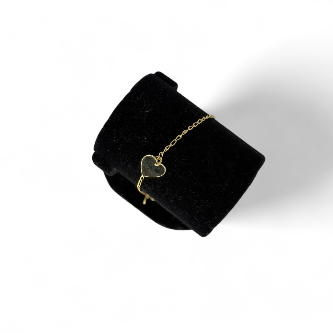 PULSEIRA GRUMET COM CORAÇÃO LISO E CASAL COM ZIRCONIA COLORIDA AZUL E PINK - BANHADO A OURO 18K