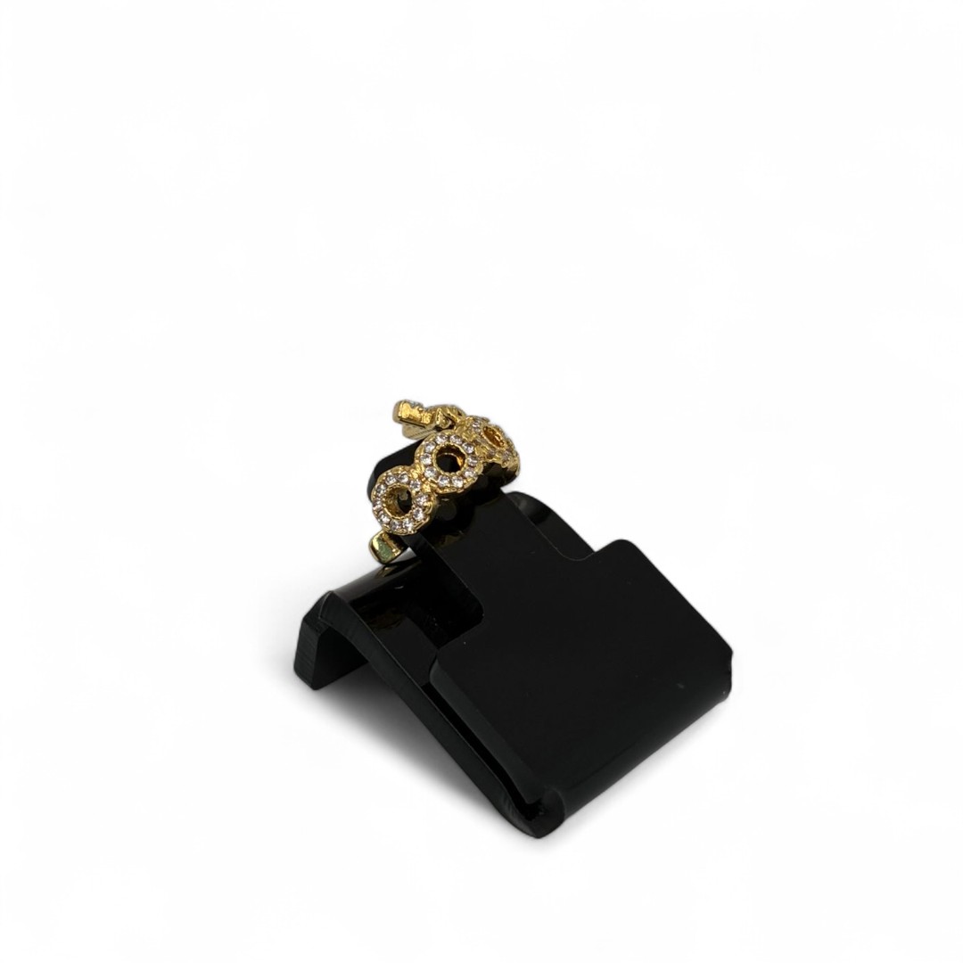 PIERCING FAKE COM 3 BOLINHAS DE ZIRCONIA  E CRUZ PENDURADA- BANHADO A OURO 18K