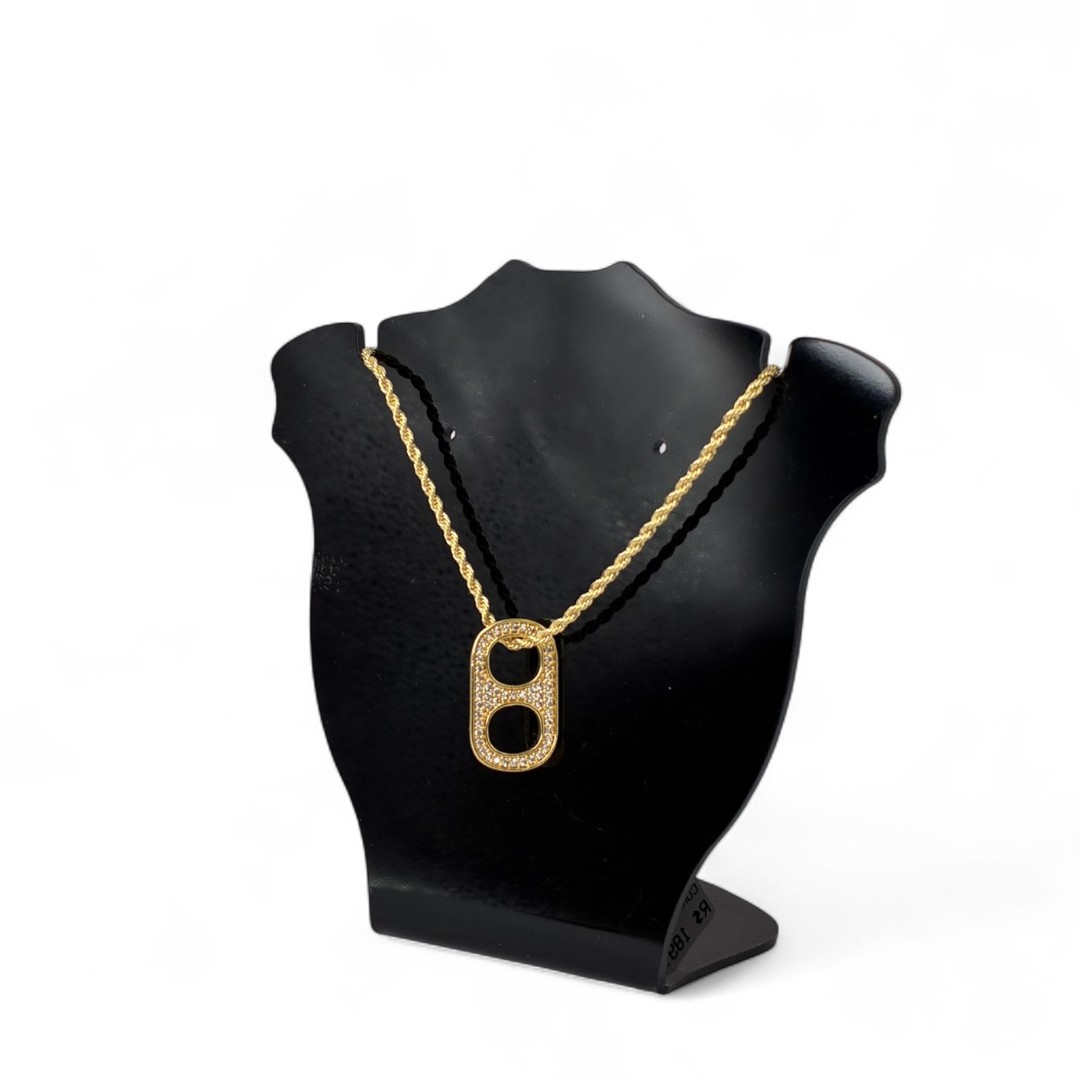 CORRENTE CORDÃO BAIANO LACRE CRAVEJADO ZIRCONIA CRISTAL- BANHADO A OURO 18K