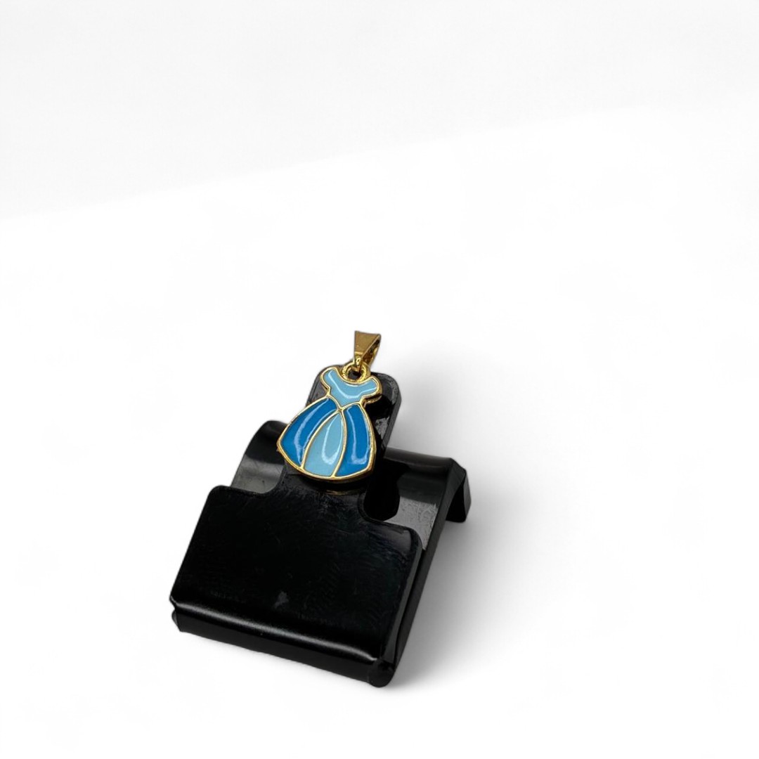 PINGENTE VESTIDO PRINCESA AZUL - BANHADO A OURO 18K
