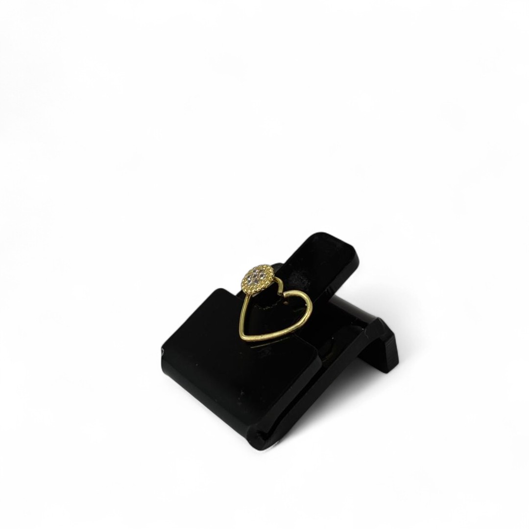 PIERCING ARGOLA CORAÇÃO COM BOLINHA CRAVEJADA ZIRCONIA LADO DIREITO- BANHADO A OURO 18K