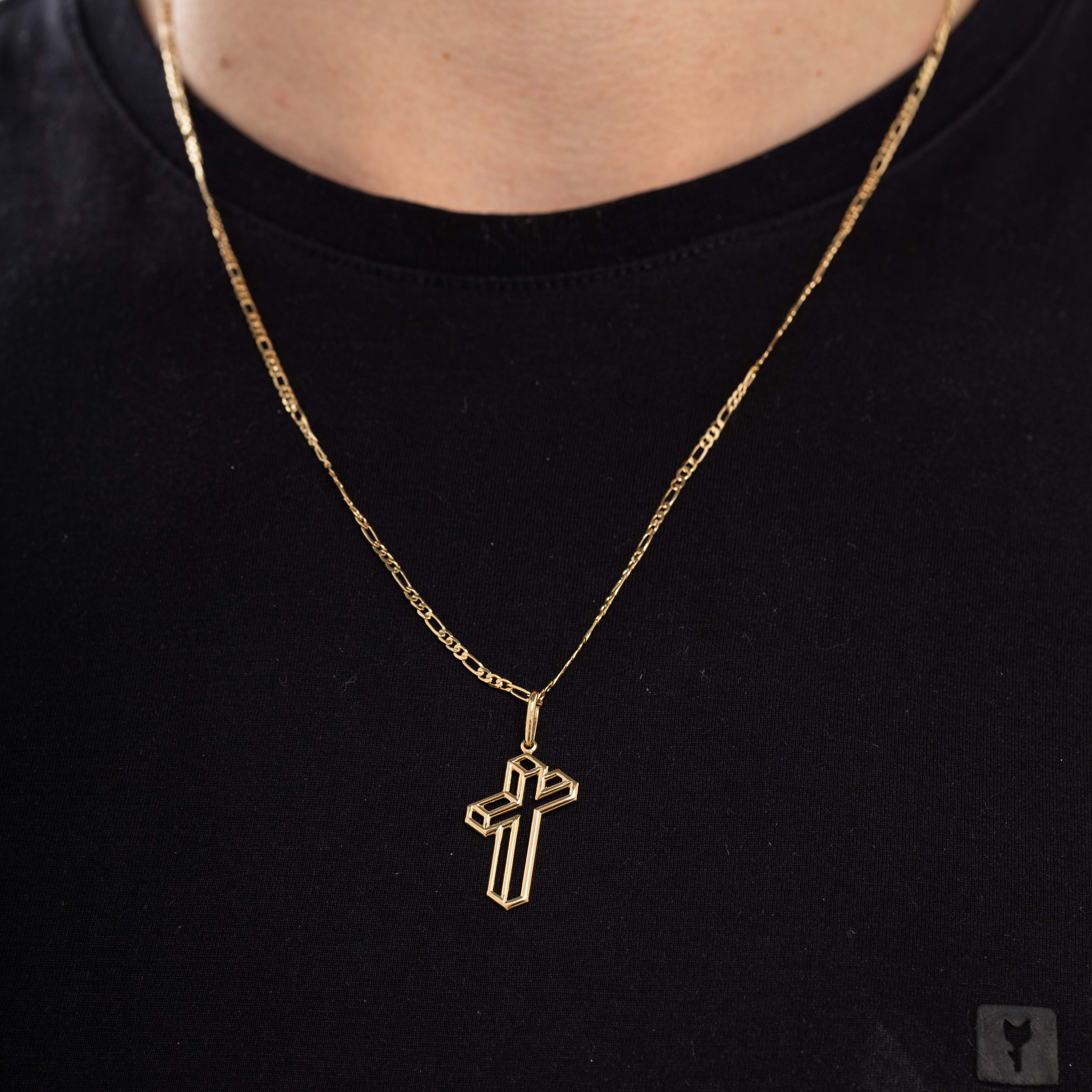 PINGENTE CRUZ 3D MÉDIA - BANHADO A OURO 18K