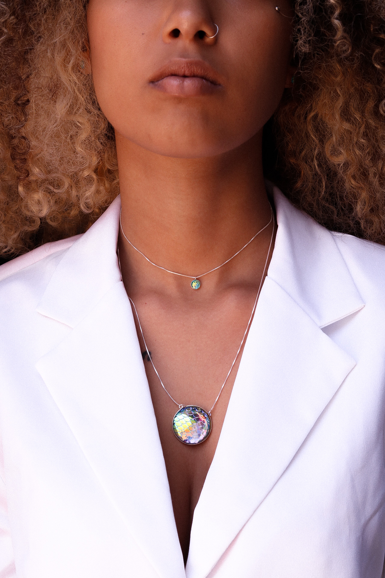 CORRENTE ESCAMA DE SEREIA FRUTA-COR REDONDO GRANDE- PRATA 925