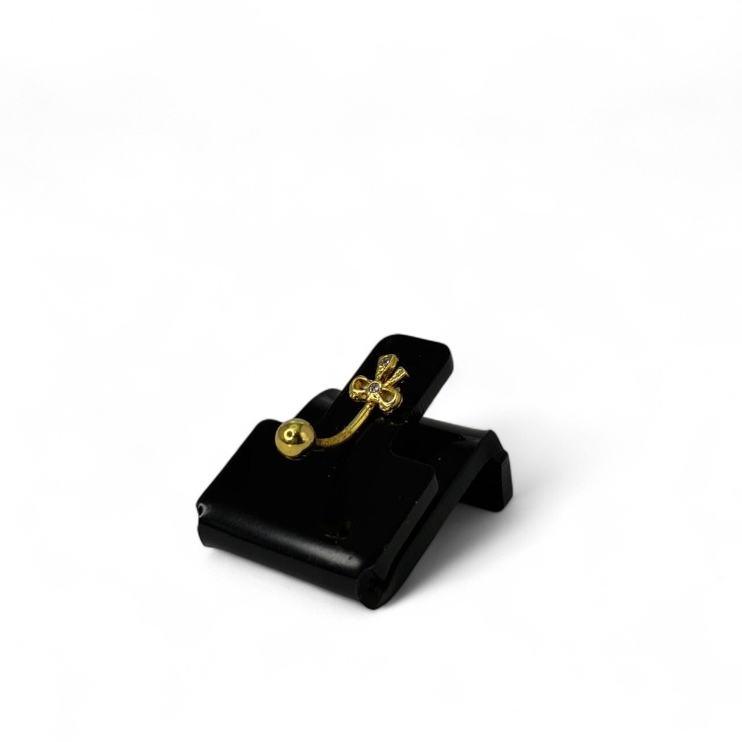 PIERCING DE UMBIGO BOLINHA E  LAÇO  ZIRCONIA  -  BANHADO A OURO 18K