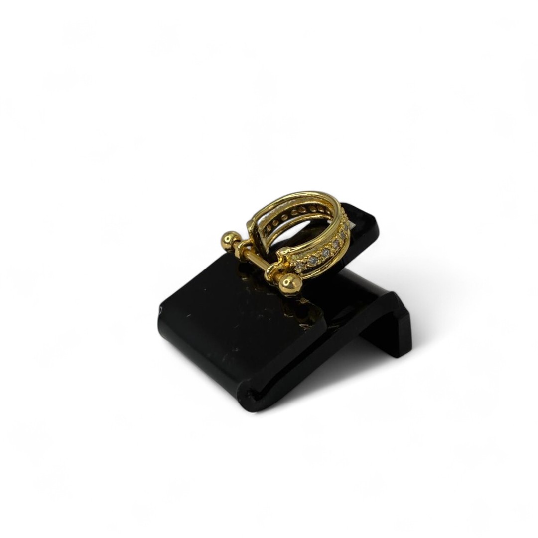 PIERCING CONCH 2 FILEIRA LISAS/ 1 ZIRCONIA   - BANHADO A OURO 18K