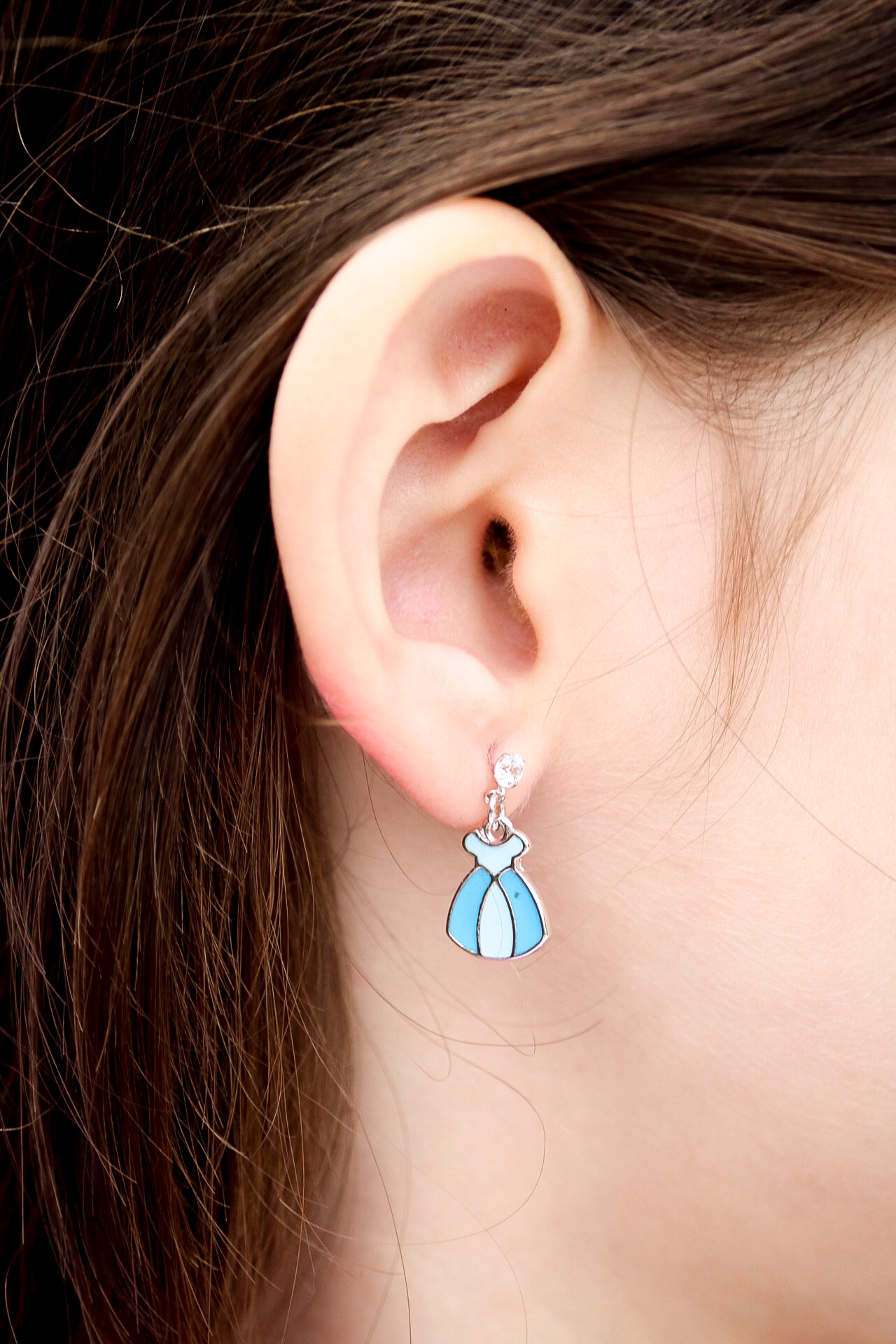 CONJUNTO SINGAPURA INFANTIL VESTIDO PRINCESAS AZUL - BANHADO  A RÓDIO BRANCO