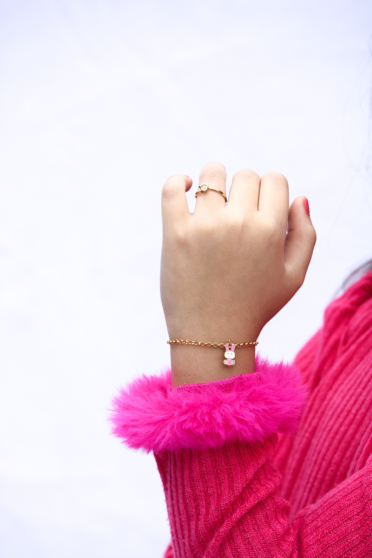 PULSEIRA INFANTIL  COELHO RESINADO - BANHADO A OURO 18K